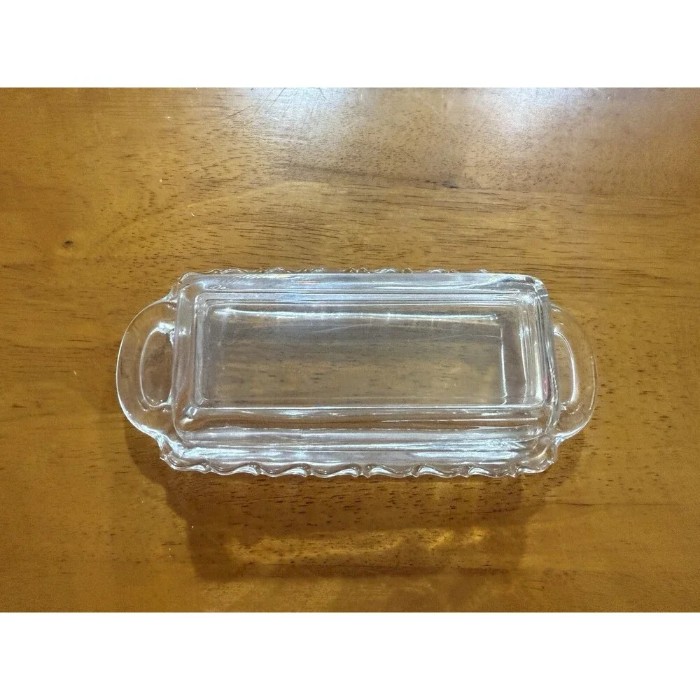 VTG Fostoria Century 1/4 Lb Covered Butter Dish Etched Roses Scalloped Edge USA
